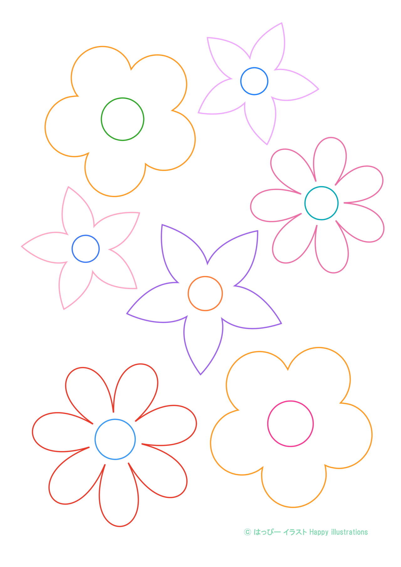 ハッピーイラスト：可愛い花束・ブーケ：型紙：Happy-illustrations-Bouquet-Pattern