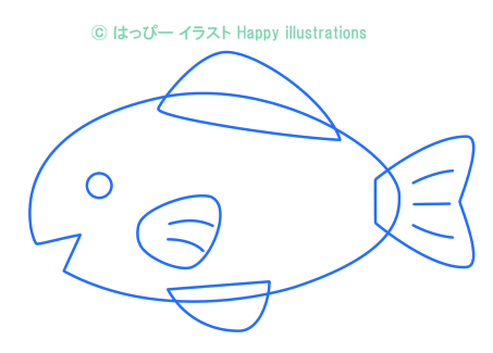 ハッピーイラスト：可愛いお魚さん：型紙