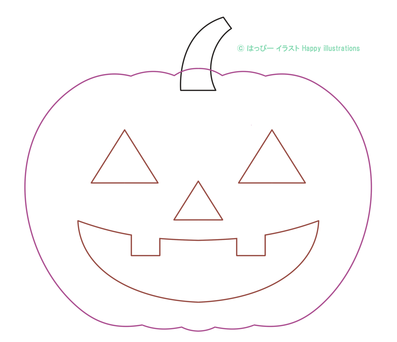 ハッピーイラスト：可愛いハロウィン：・カボチャ・帽子：型紙：Happy-illustrations- Hlloween-pumpkin-hat-Pattern