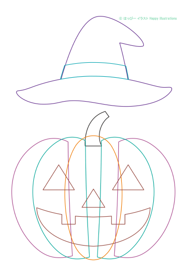 ハッピーイラスト：可愛いハロウィン：・カボチャ・帽子：型紙：Happy-illustrations- Hlloween-pumpkin-hat-Pattern