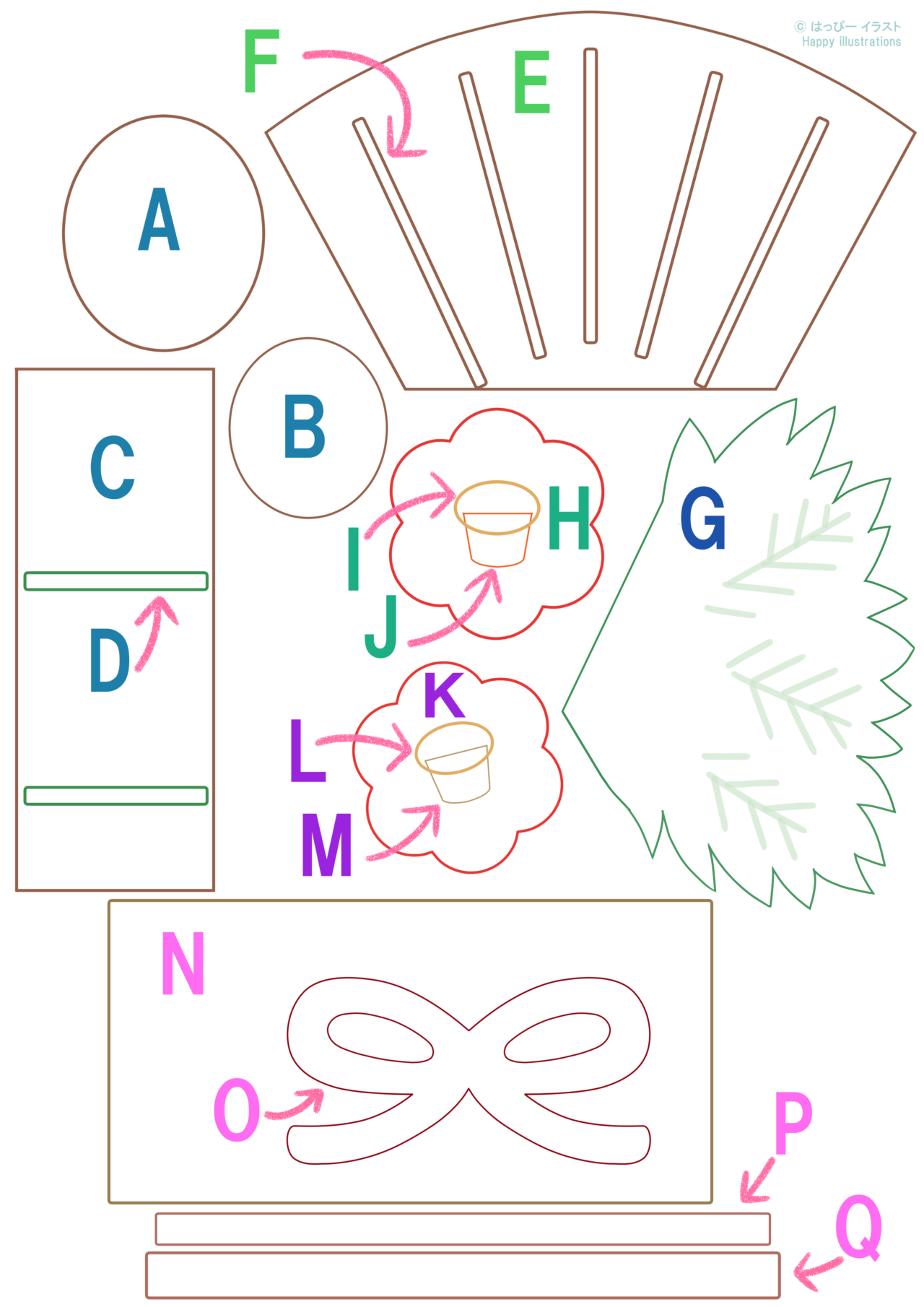 可愛いお正月：松飾りの型紙