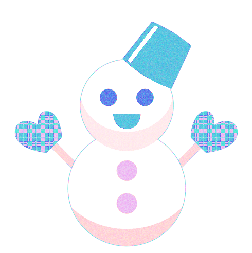 ハッピーイラスト：雪だるま：ボタン版：イラスト：Happy-illustrations-snowman-button-ver