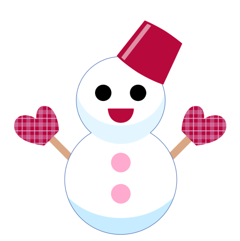 ハッピーイラスト：雪だるま：ボタン版：イラスト：Happy-illustrations-snowman-button-ver