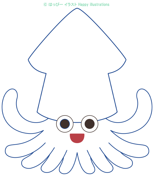 ハッピーイラスト：可愛いイカさん：Happy-illustrations-Squid