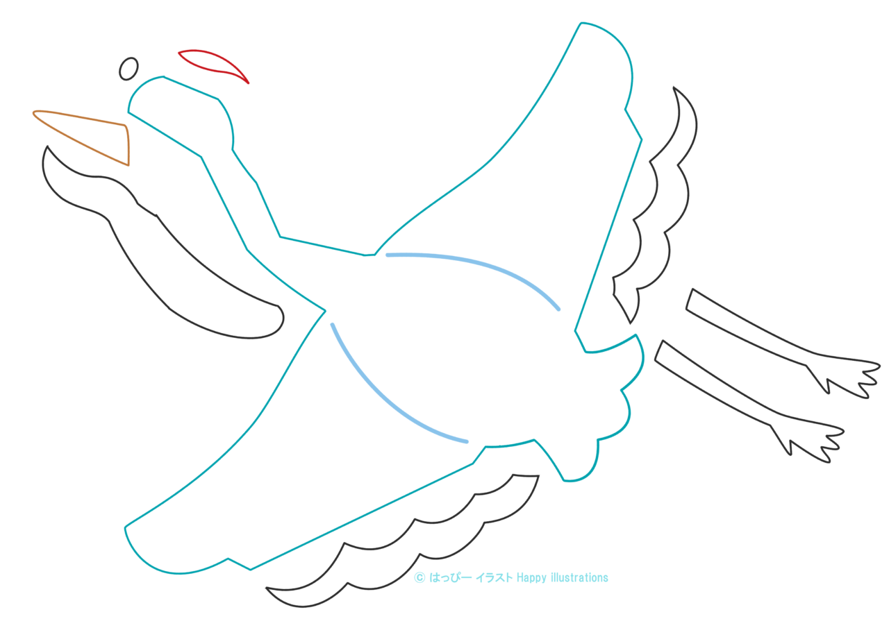 ハッピーイラスト：可愛い鶴：つる：型紙：Happy-illustrations- crane-Pattern