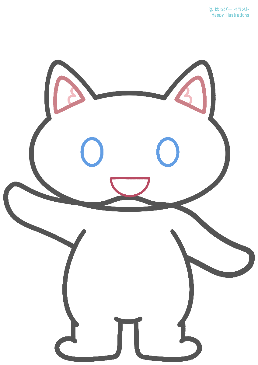 可愛いネコイラスト：猫：型紙